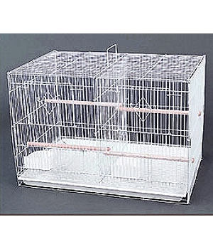 White flight cage with 1/2: bar spacing and removable divider